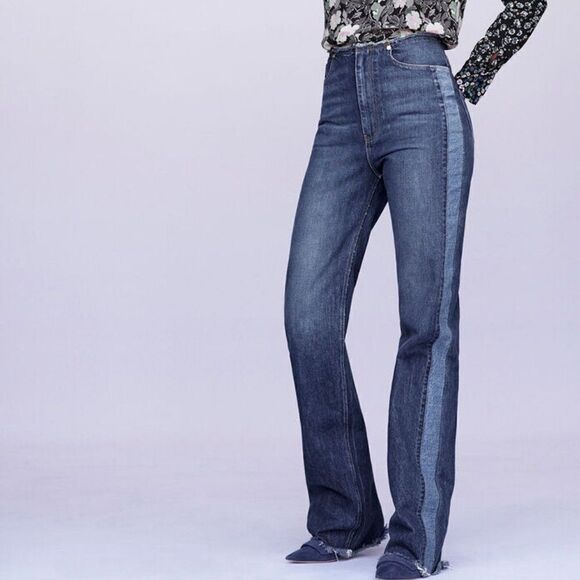 Rebecca Taylor High Rise  Wide Leg Jeans - Picture 1 of 11